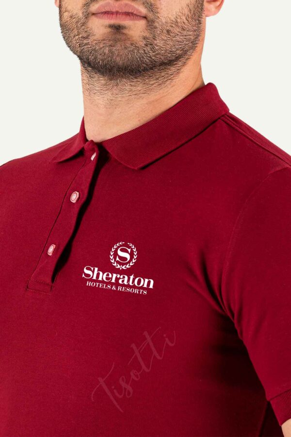 Bordo Baskılı Polo Yaka Tişört