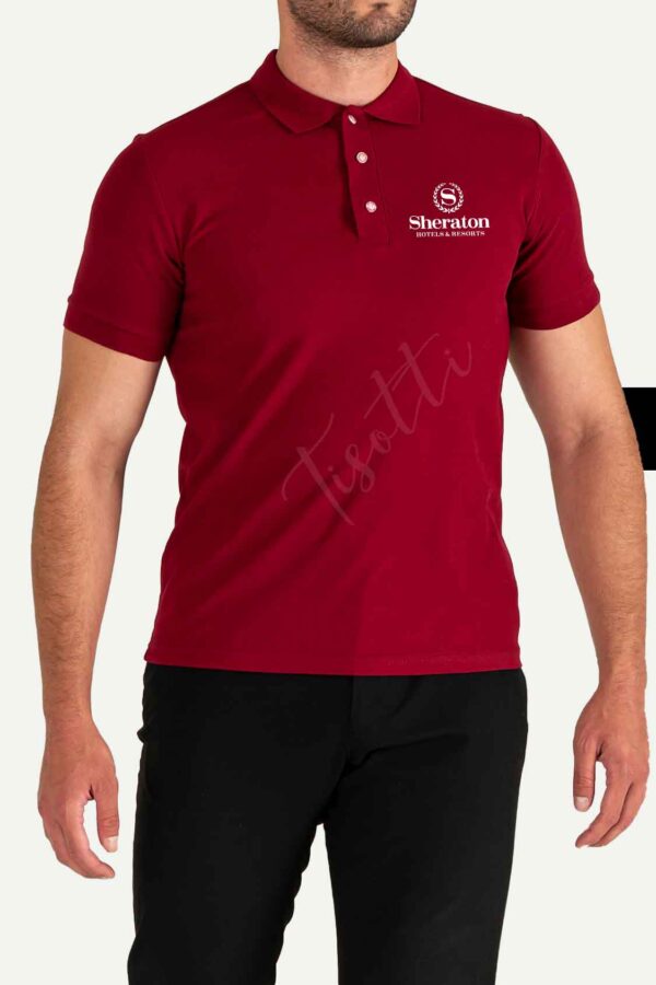 Bordo Baskılı Polo Yaka Tişört